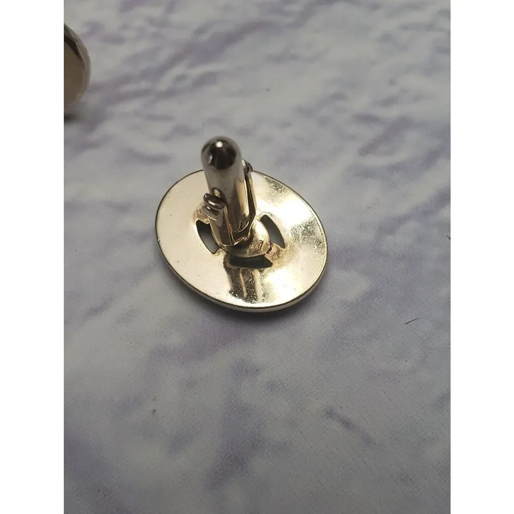VINTAGE SWANK Goldtone & Green Agate Cuff Links